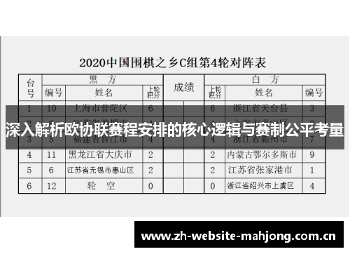 深入解析欧协联赛程安排的核心逻辑与赛制公平考量 深入解析欧协联赛程安排的核心逻辑与赛制公平考量